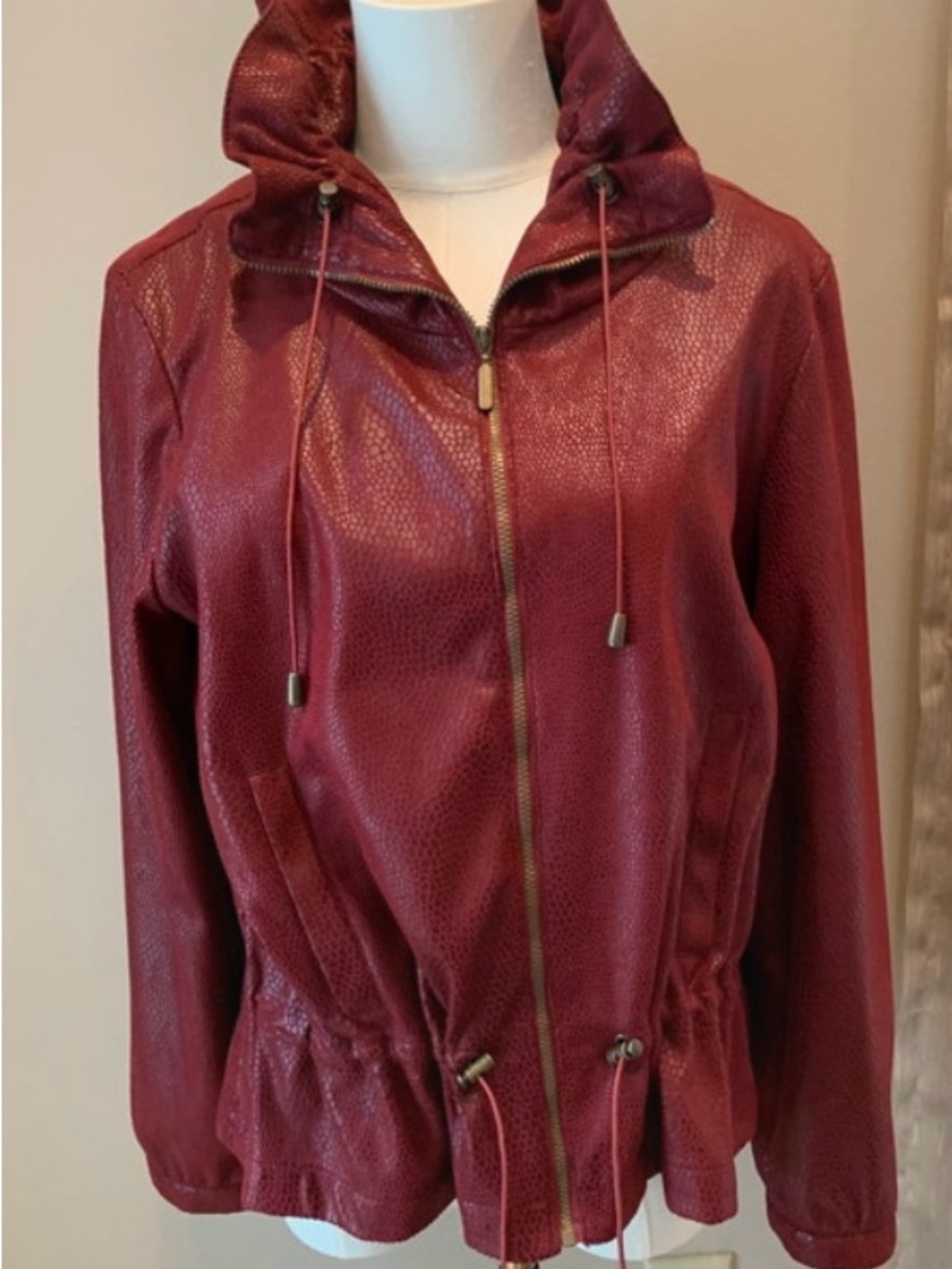 Ruby Rd. Burgundy Bomber Jacket